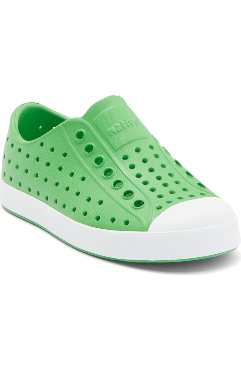 Native Shoes Kids' Jefferson Water Friendly Slip-On Sneaker, Main, color, Grasshopper Green/ Shell White