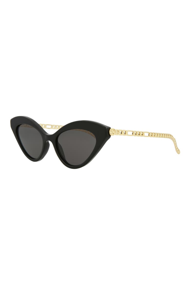 52mm Cat Eye Sunglasses, Alternate, color, BLACK GOLD GREY