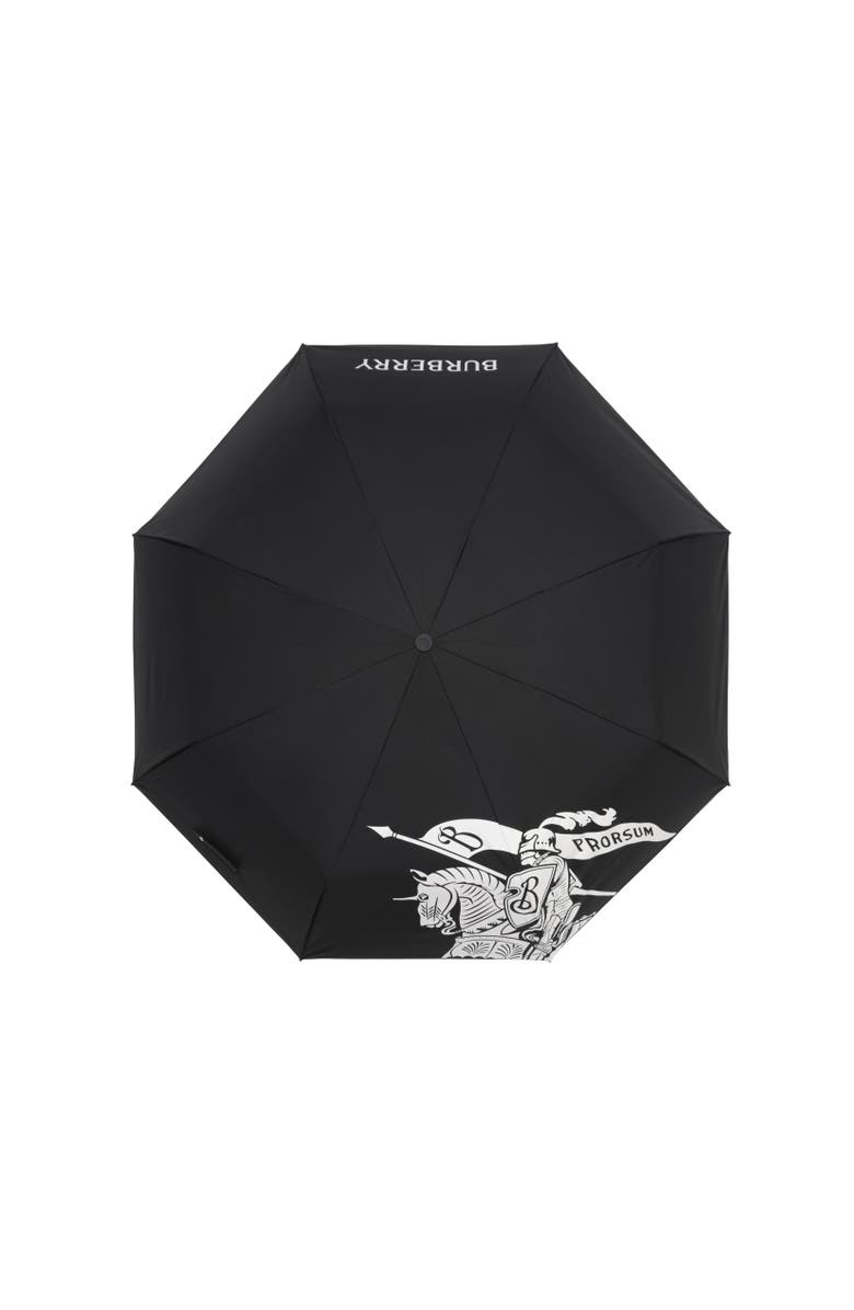 Burberry Knight Folding Umbrella, Alternate, color, Black