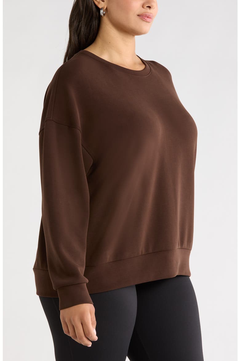 Soft Luxe Boxy Knit Crew Sweatshirt, Alternate, color, BROWN MOLE'
