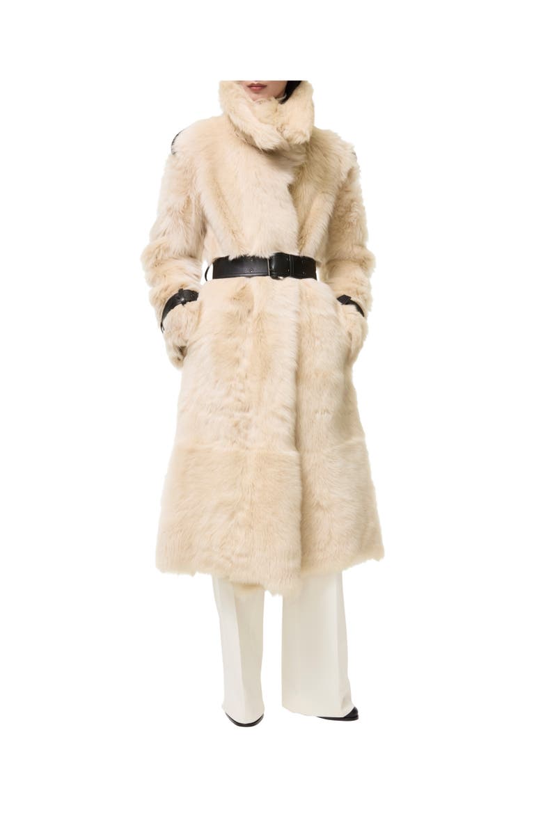 Long Shearling Linley Coat, Alternate, color, Ecru beige