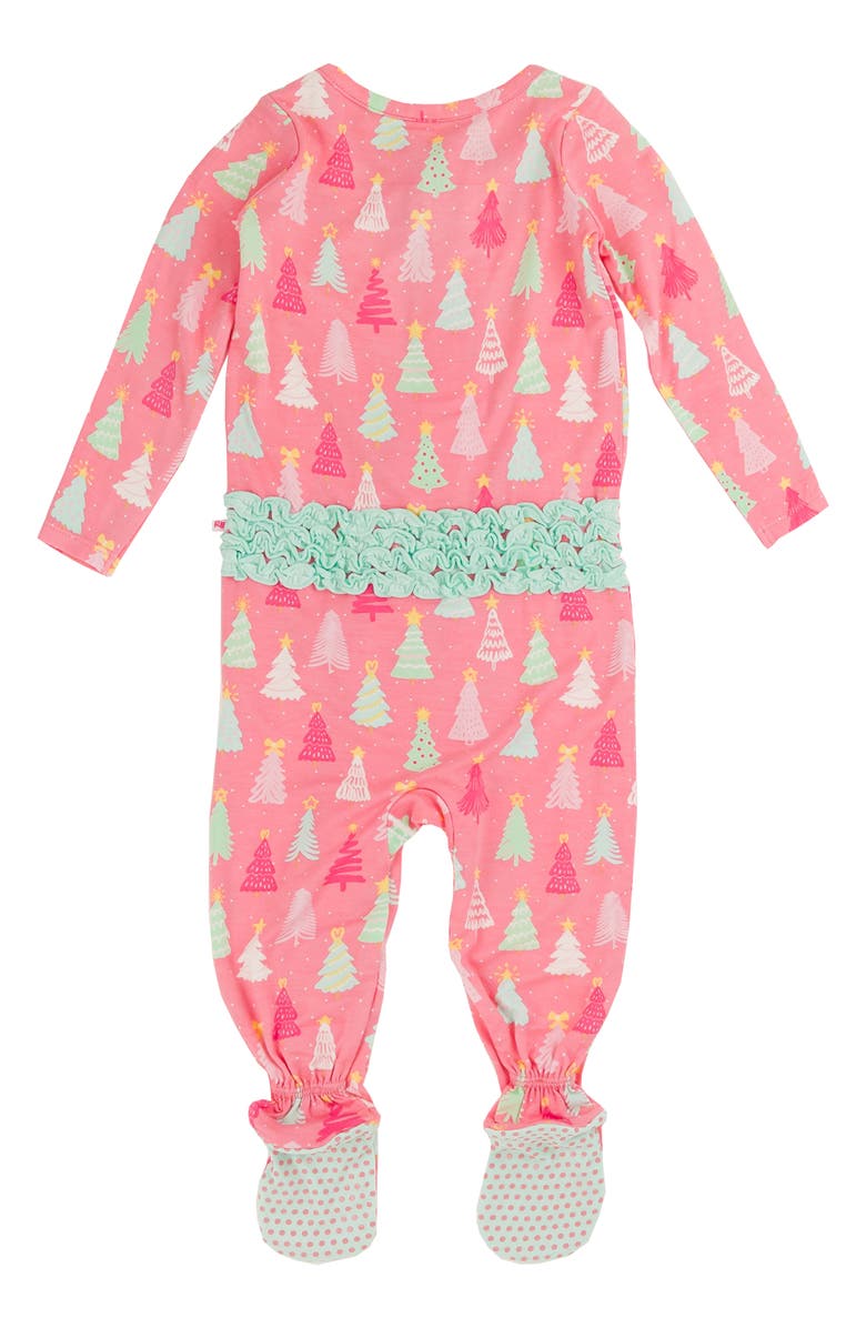 RuffleButts Pink Pines Ruffle Convertible Zip Footie, Alternate, color, 