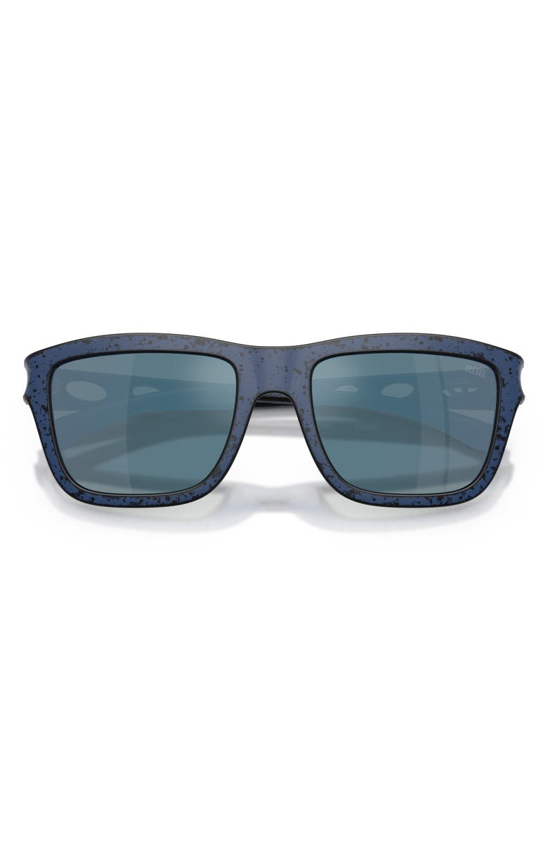DIESEL<sup>®</sup> 55mm Square Sunglasses, Alternate, color, Blue Barreling Black/ Blue