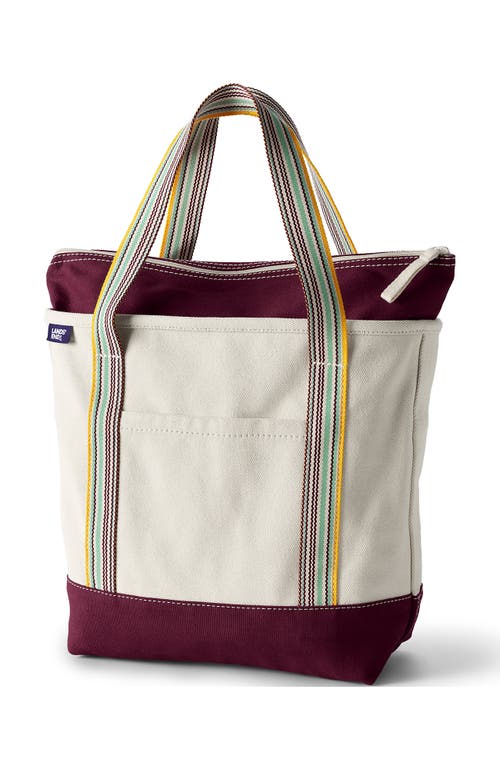 Lands' End Zip Top Canvas Tote Bag In Multi