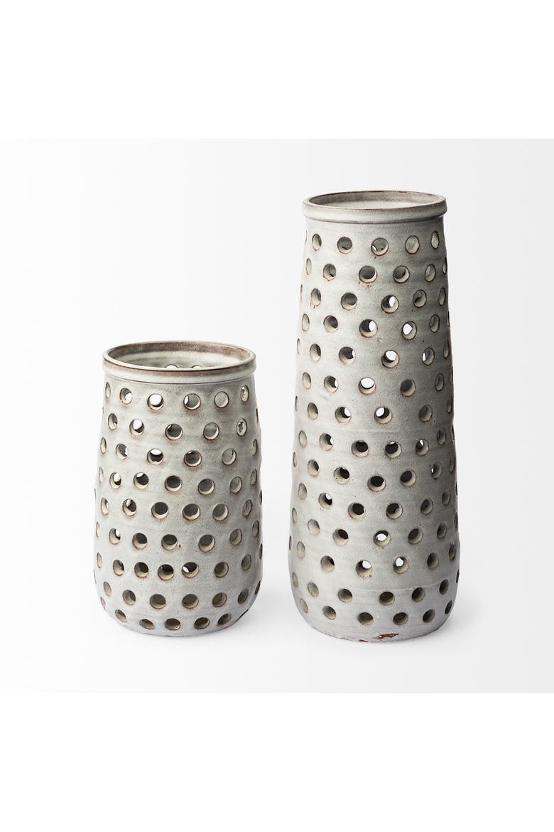 Canasta Ceramic Decorative Vase, Alternate, color, White