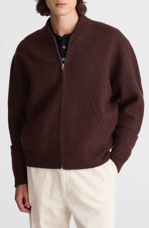Boiled Wool Baseball Sweater Jacket