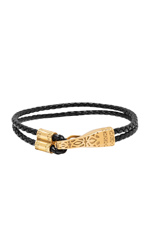 Black Leather Bracelet With Clasp