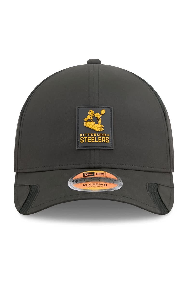 New Era Men's New Era Black Pittsburgh Steelers 2025 Sideline Throwback M-Crown 9FORTY Adjustable Hat, Alternate, color, Black