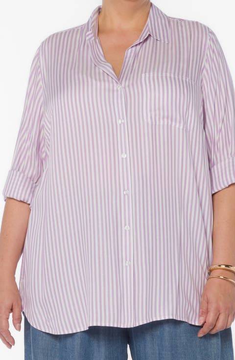 Elisa Tab Sleeve Button-Up Shirt (Plus)