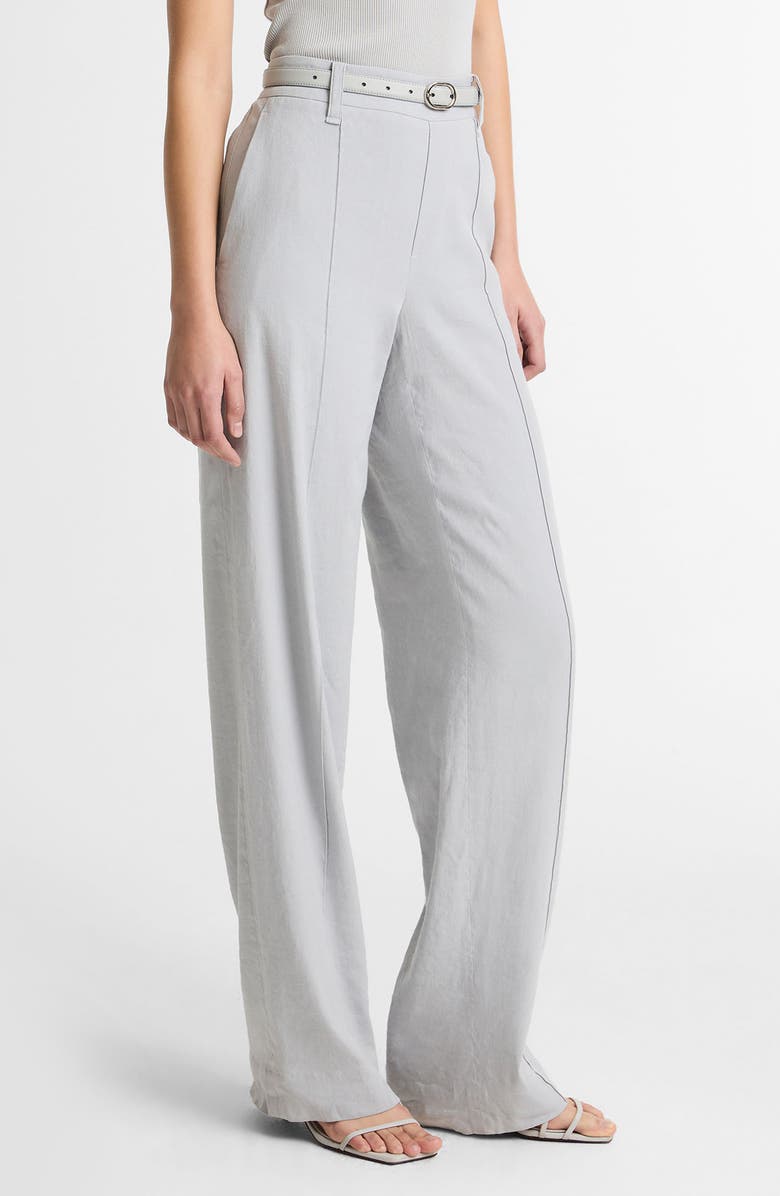 Vince High Waist Pull-On Stretch Linen Blend Pants, Alternate, color, Bay Mist