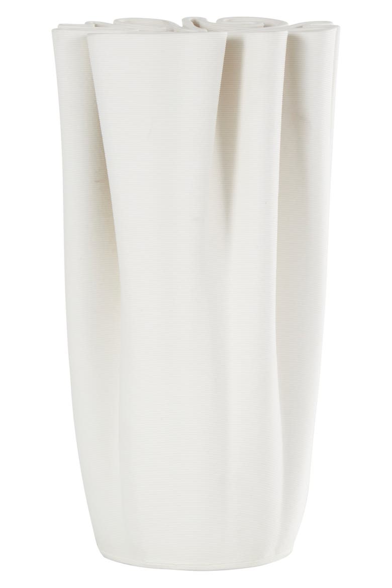 Fluted Ceramic Vase, Alternate, color, WHITE