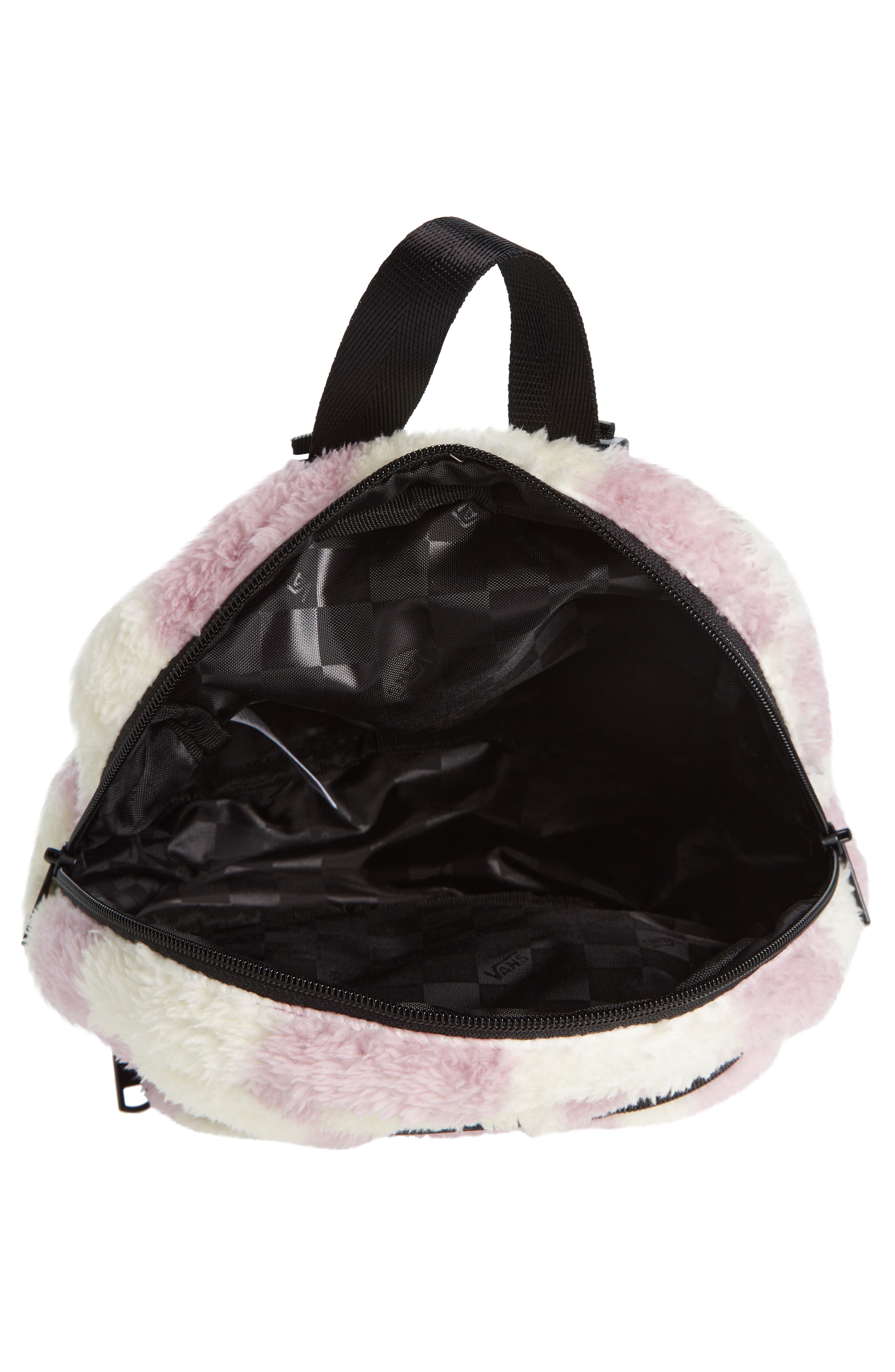 Vans Black Sheep Checkerboard Faux Fur Backpack, Alternate, color, 