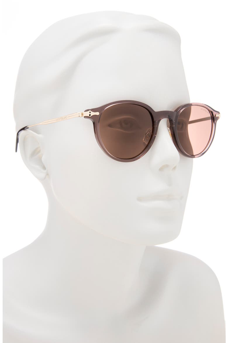 49mm Round Sunglasses, Alternate, color, BROWN GOLD BROWN