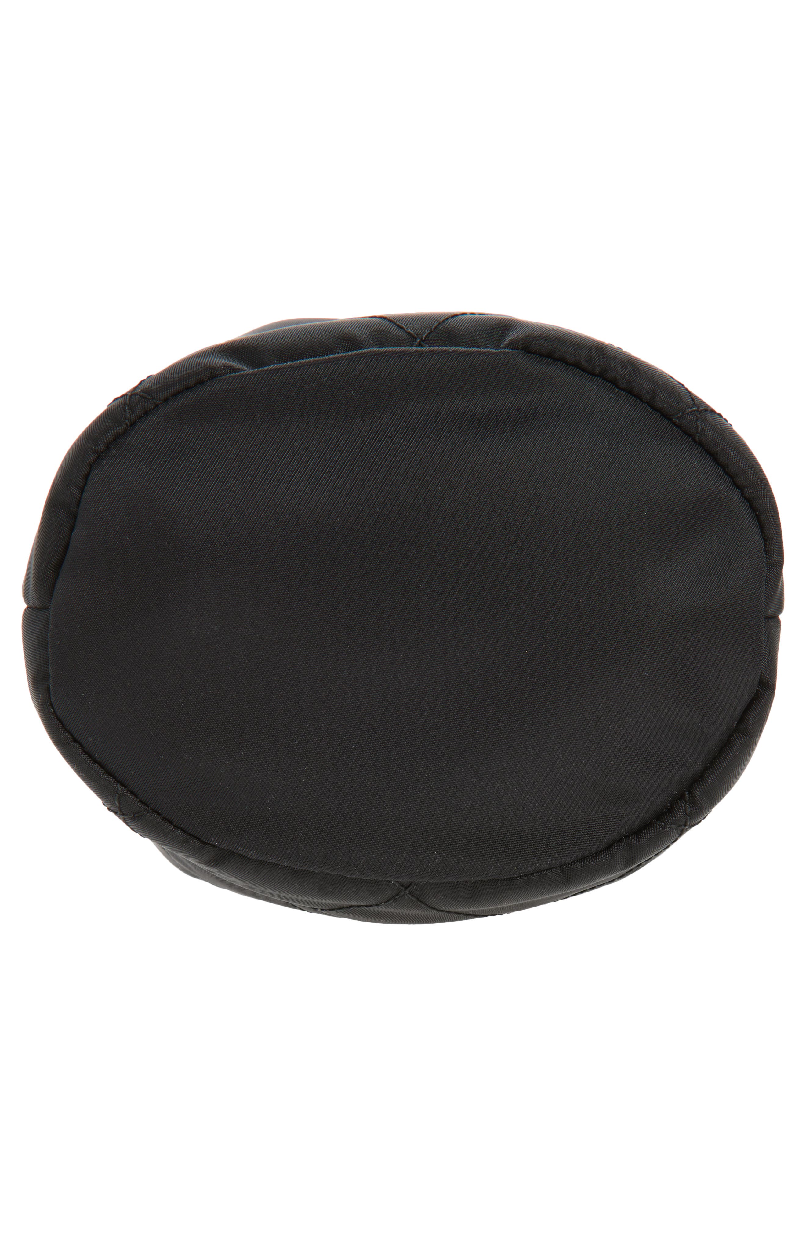 Burberry Horseshoe Quilted Nylon Bucket Bag, Alternate, color, Black