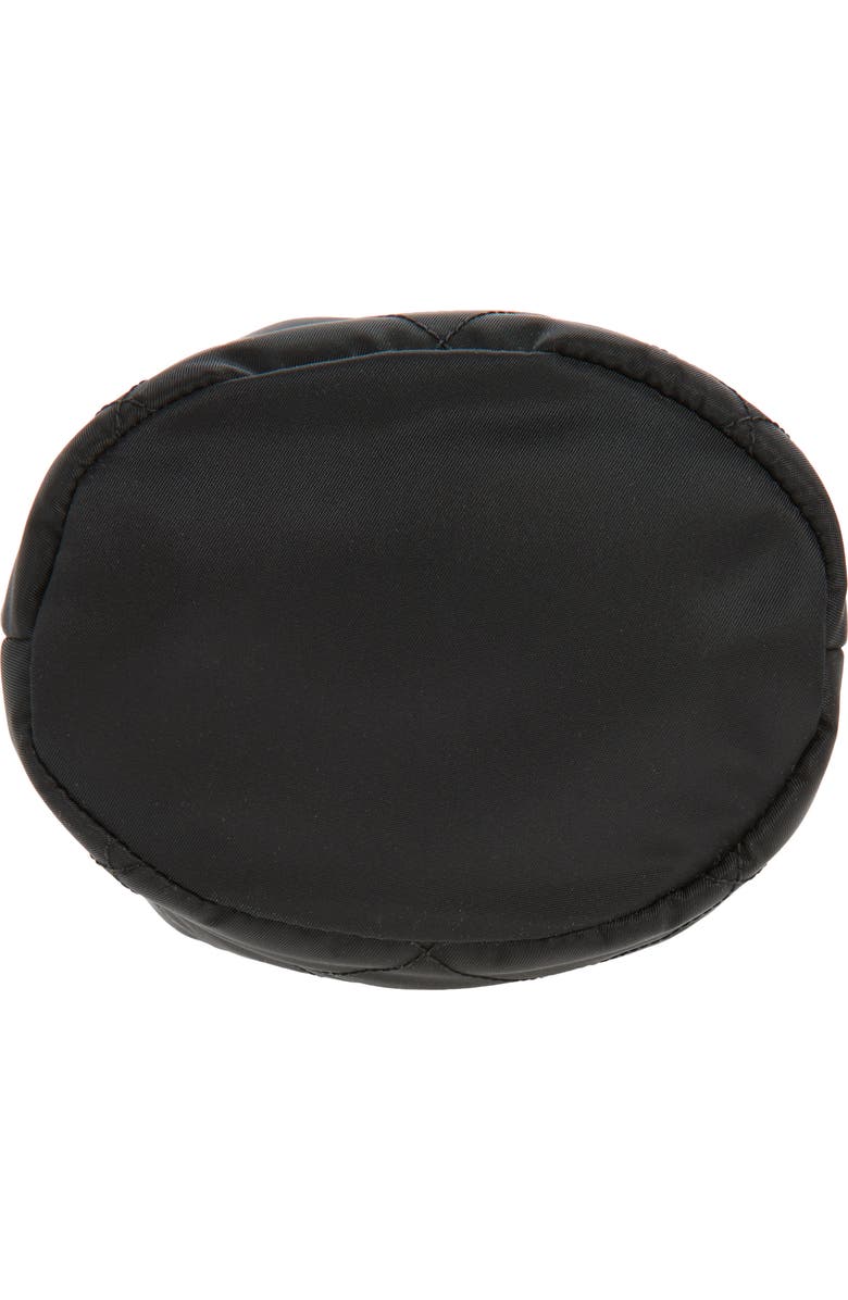 Burberry Horseshoe Quilted Nylon Bucket Bag, Alternate, color, Black