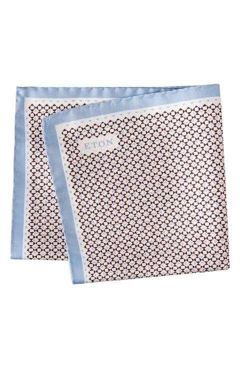 Geometric Print Silk Twill Pocket Square