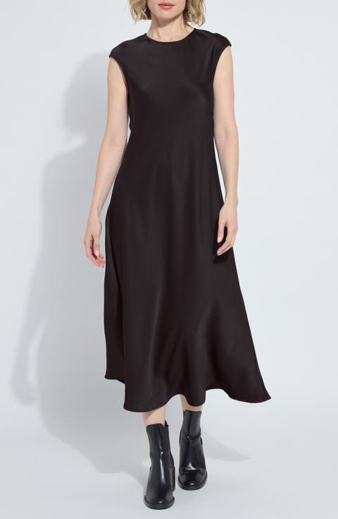 Silvana Bias Cut Stretch Satin Midi Dress