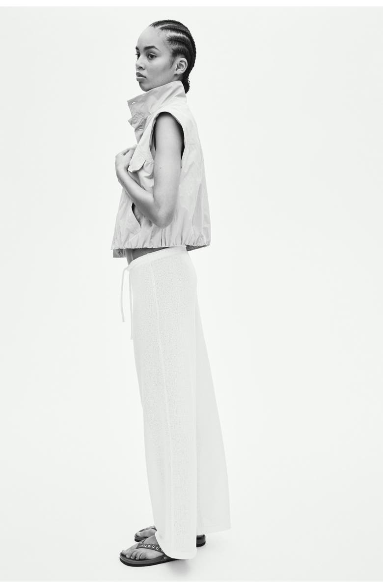 H&M Knitted Drawstring Trousers, Alternate, color, Cream