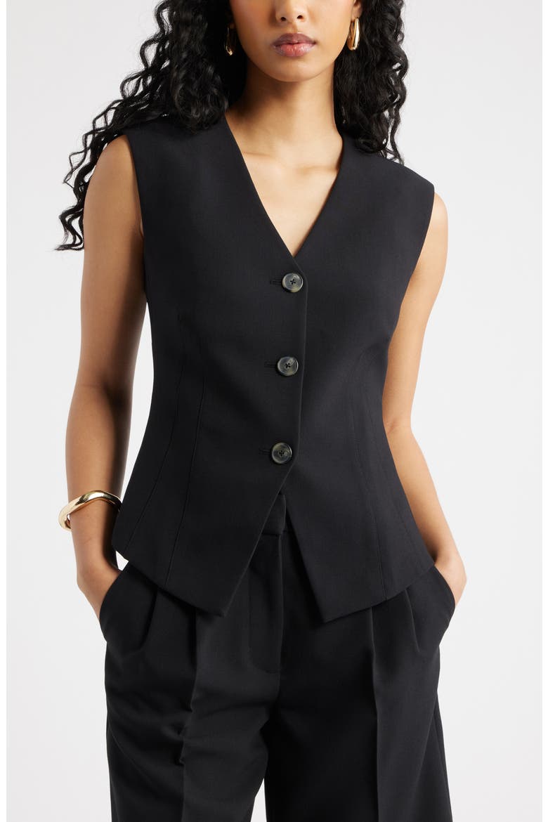 Icon Twill Darted Waistcoat, Main, color, BLACK