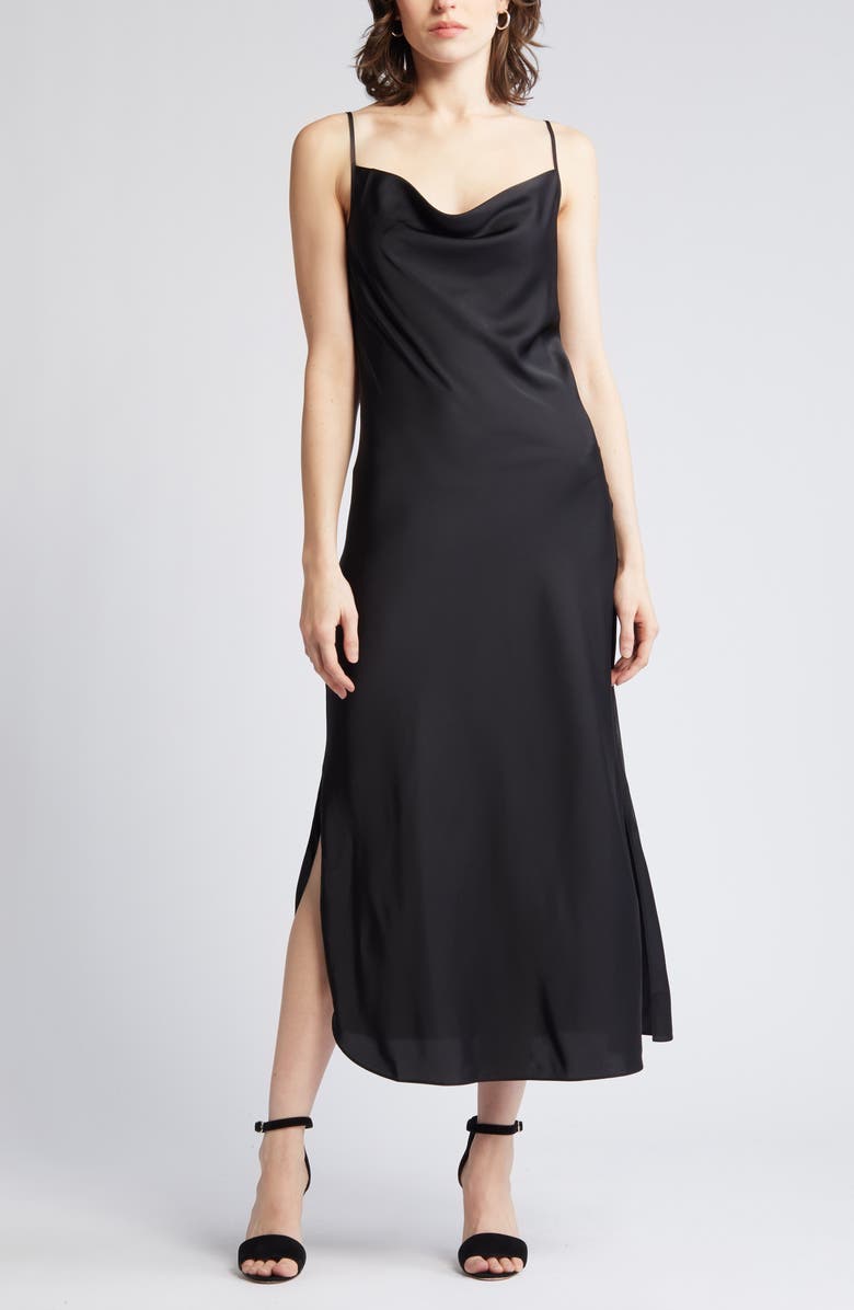 AllSaints Hadley Slipdress, Alternate, color, Black