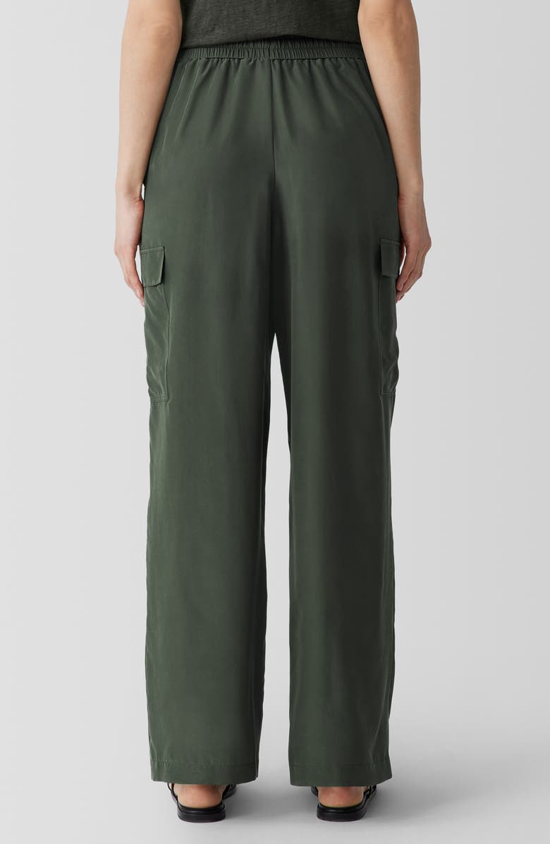 Eileen Fisher Cargo Silk Straight Leg Drawstring Pants, Alternate, color, Seaweed