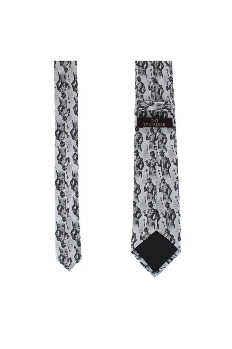 Extra Long Ambrose Dapper Night Silk Tie, Alternate, color, SILVER