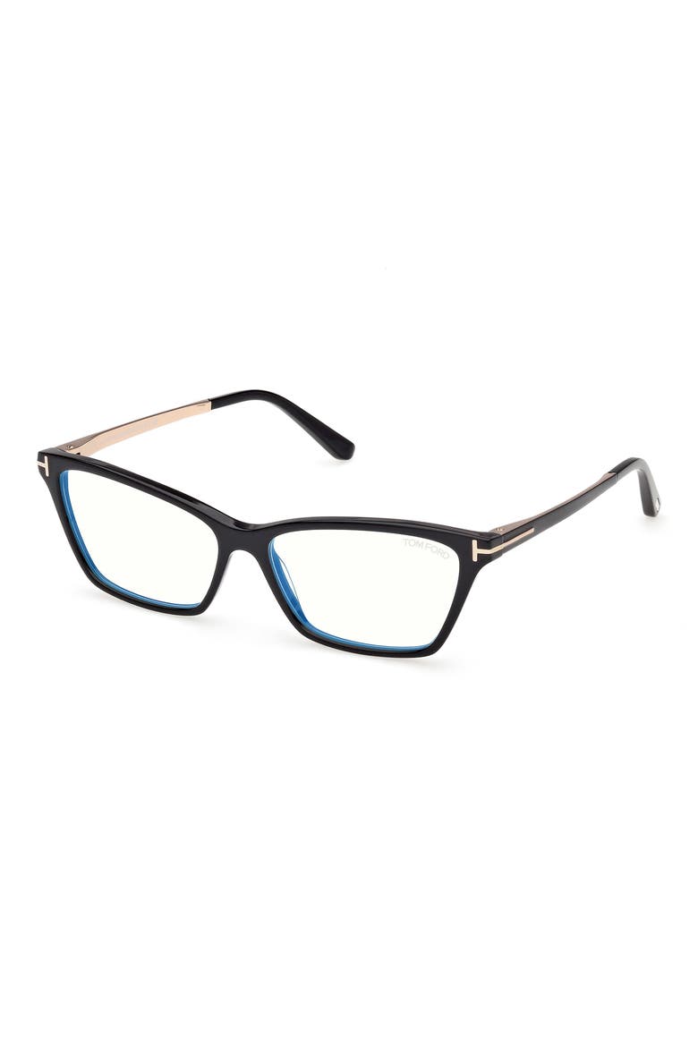 56mm Butterfly Optical Glasses, Alternate, color, SHINY BLACK / BLACK ENAMEL