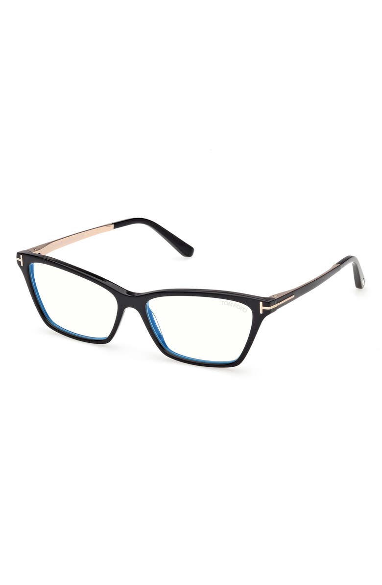 TOM FORD 56mm Butterfly Optical Glasses, Alternate, color, Shiny Black / Black Enamel