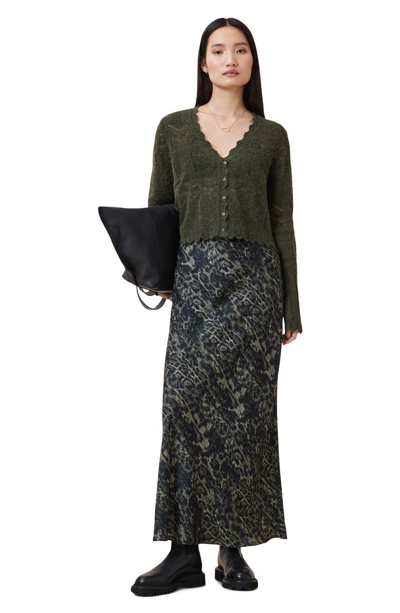 AllSaints Vanessa Wool & Alpaca Blend Cardigan, Alternate, color, Khaki Green