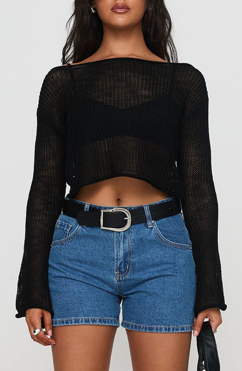 Princess Polly Saldana Denim Shorts, Main, color, Mid Blue Denim