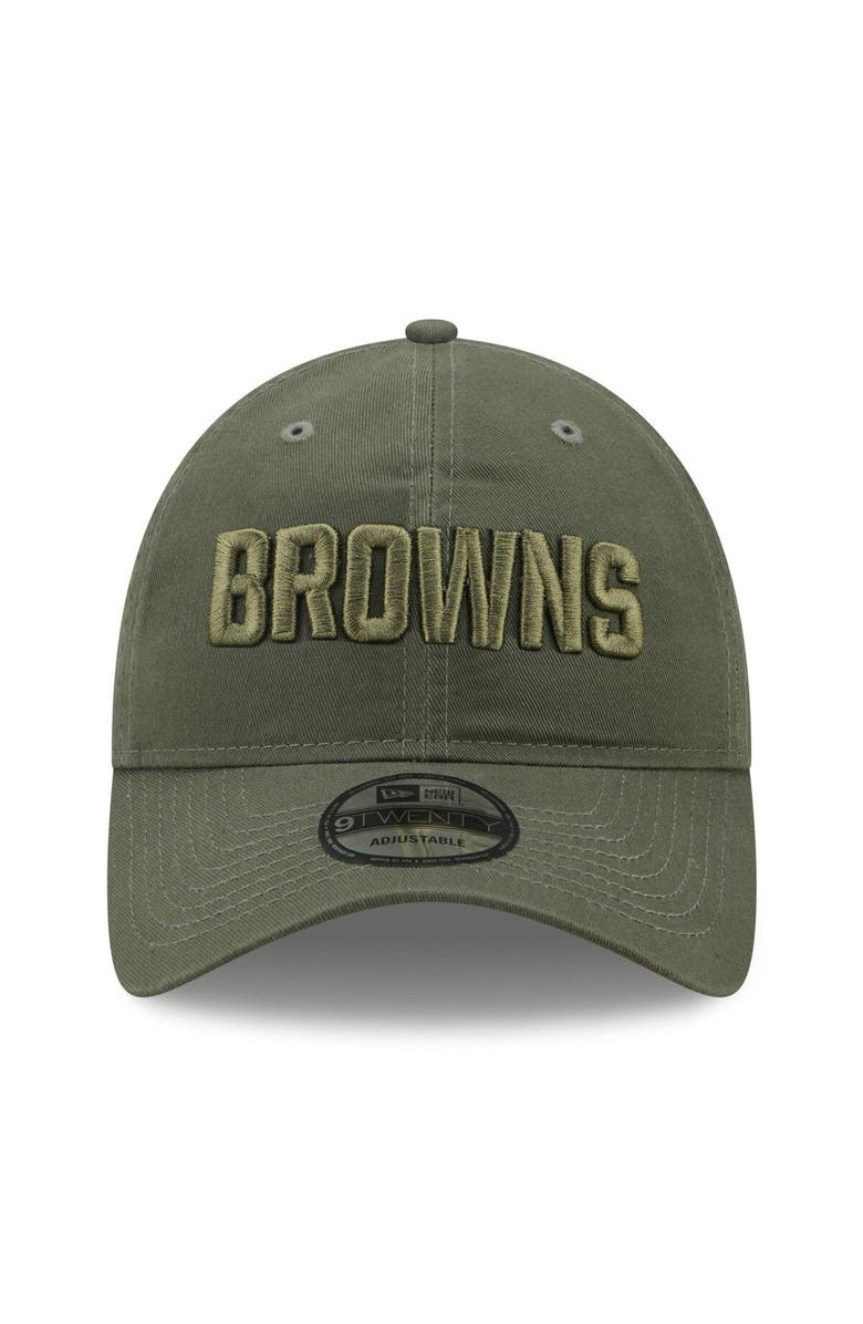 New Era Men's New Era Olive Cleveland Browns Core Classic 2.0 Tonal 9TWENTY Adjustable Hat, Alternate, color,