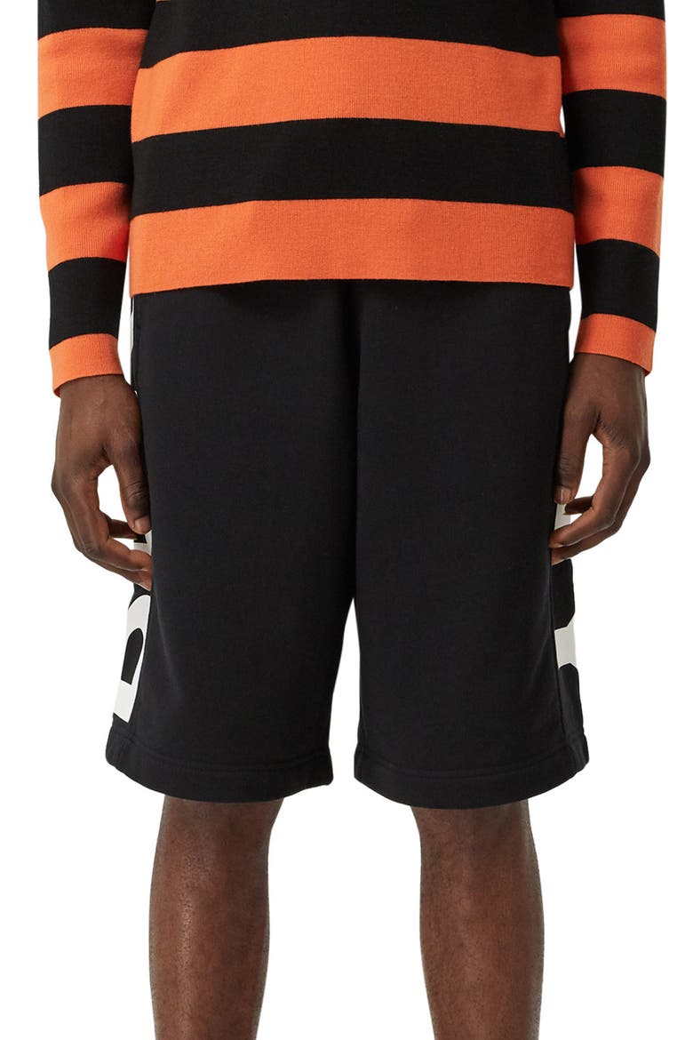 Fawnley Logo Print Cotton Shorts, Main, color, BLACK