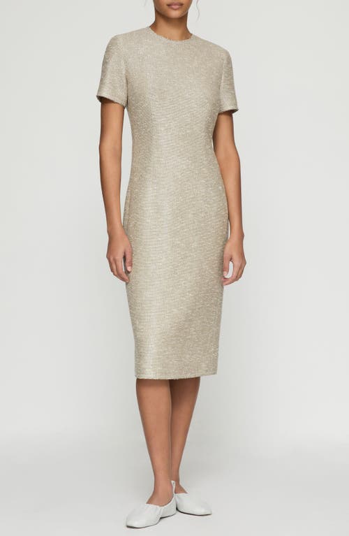 Lafayette 148 New York Sequin Speckled Tweed Sheath Dress In Hickory Multi
