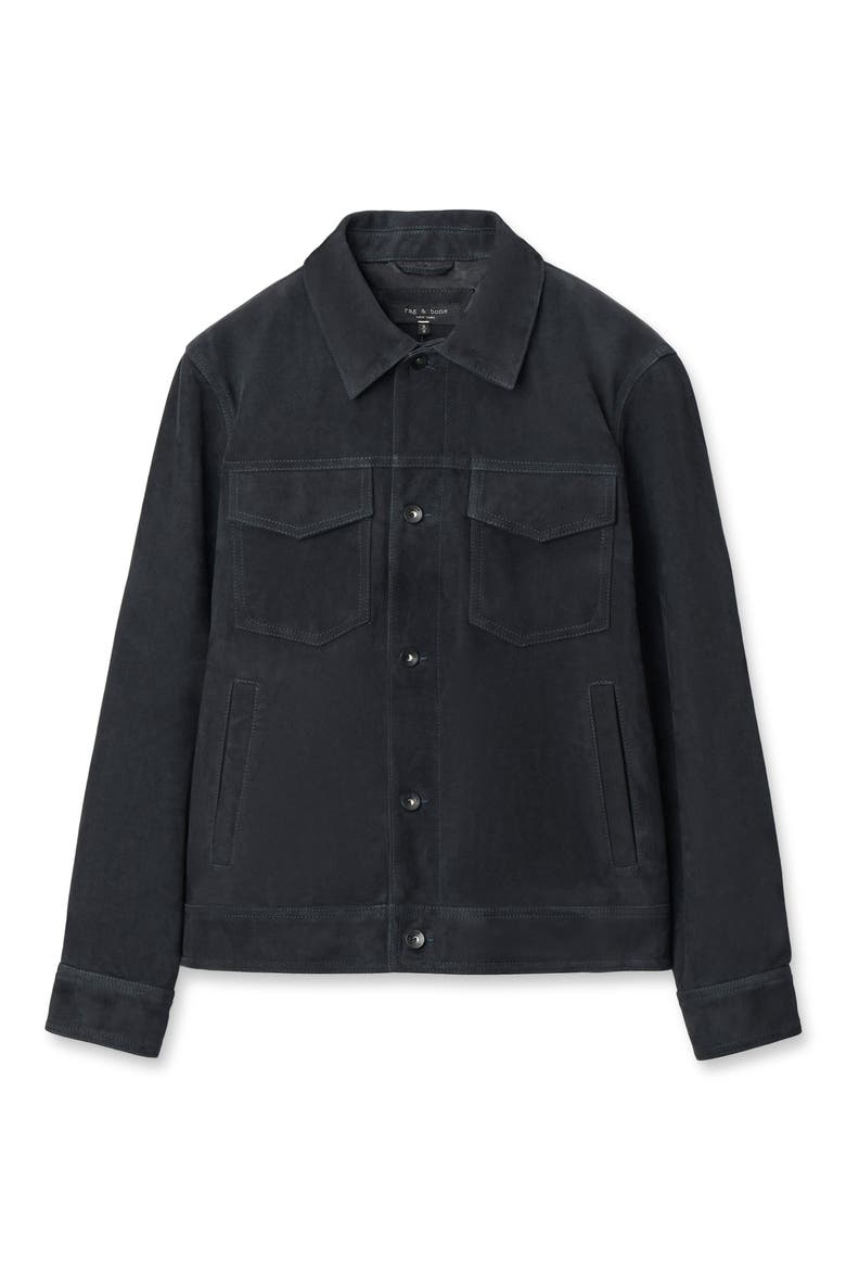 Suede Trucker Jacket, Alternate, color, NAVY
