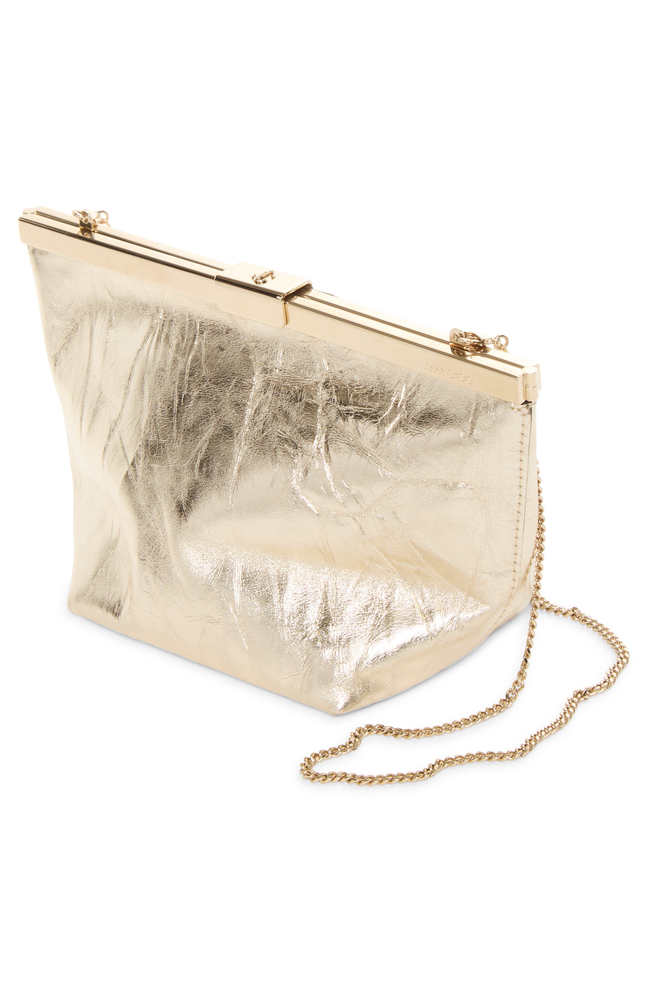 Ganache Crinkled Metallic Leather Clutch, Alternate, color, LIGHT PLATINUM/ LIGHT GOLD