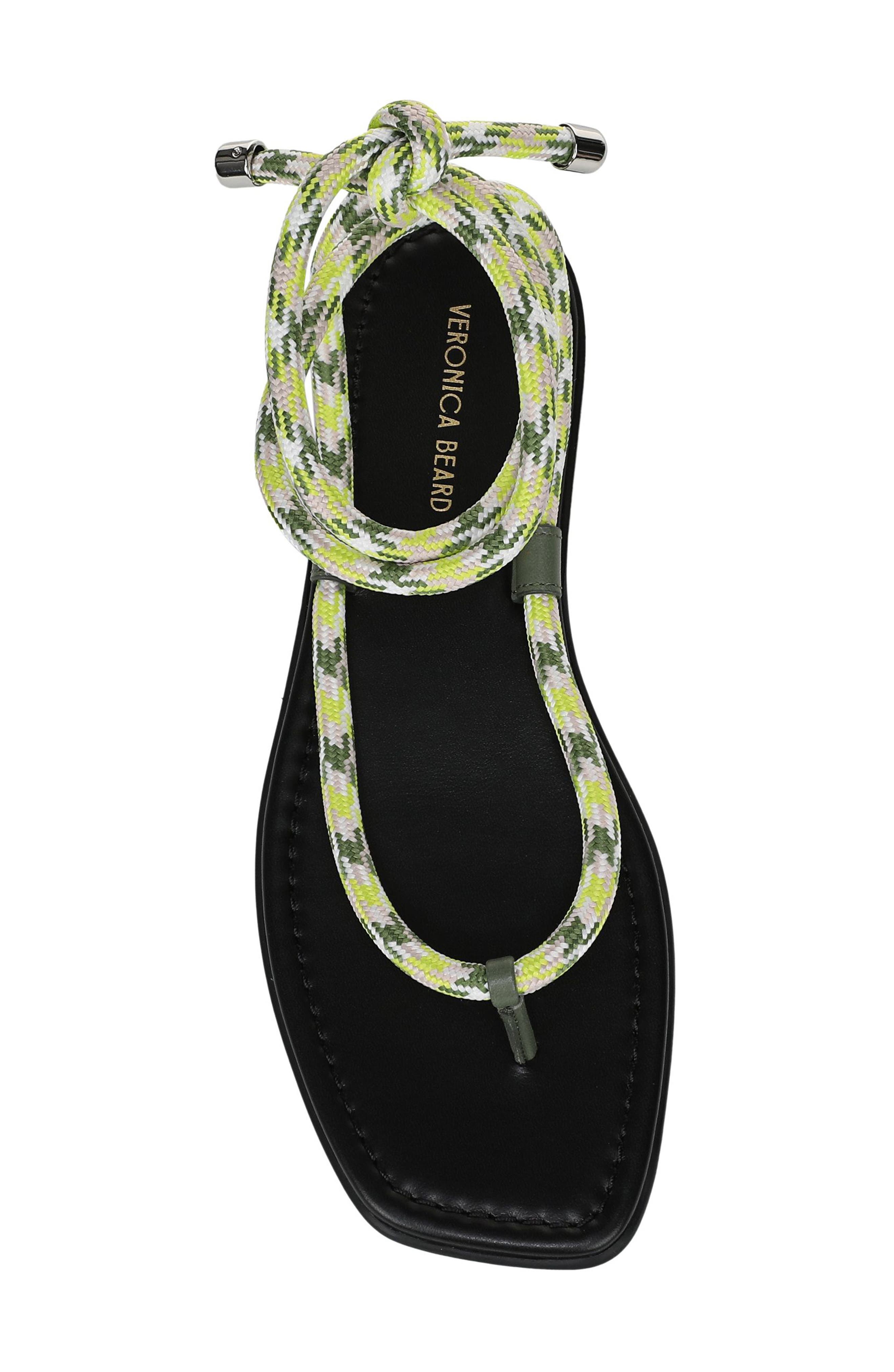 Veronica Beard Carmina Ankle Wrap Sandal, Alternate, color, Lime Multi