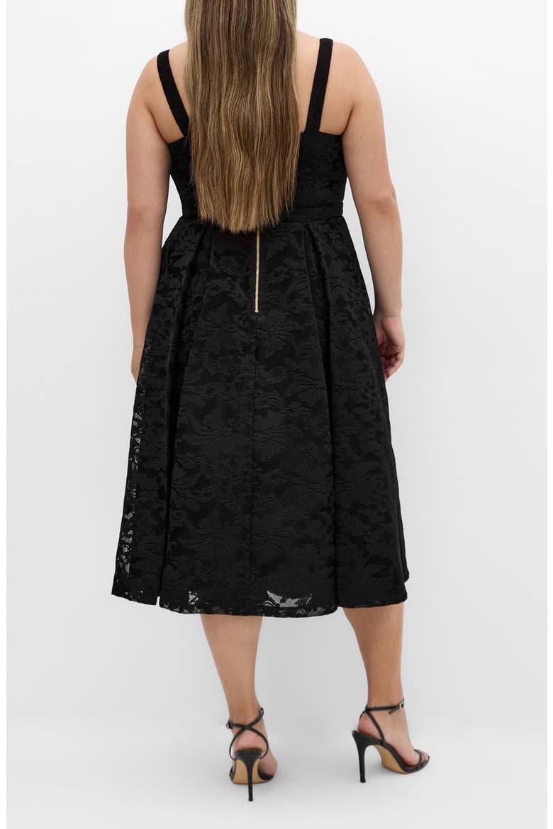 Jacklynn Floral Jacquard Sleeveless Dress, Alternate, color, BLACK