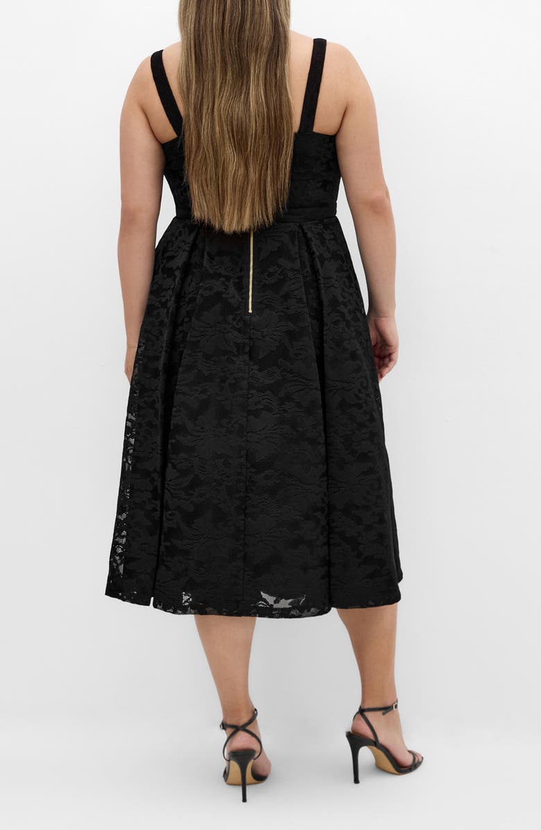 City Chic Jacklynn Floral Jacquard Sleeveless Dress, Alternate, color, Black