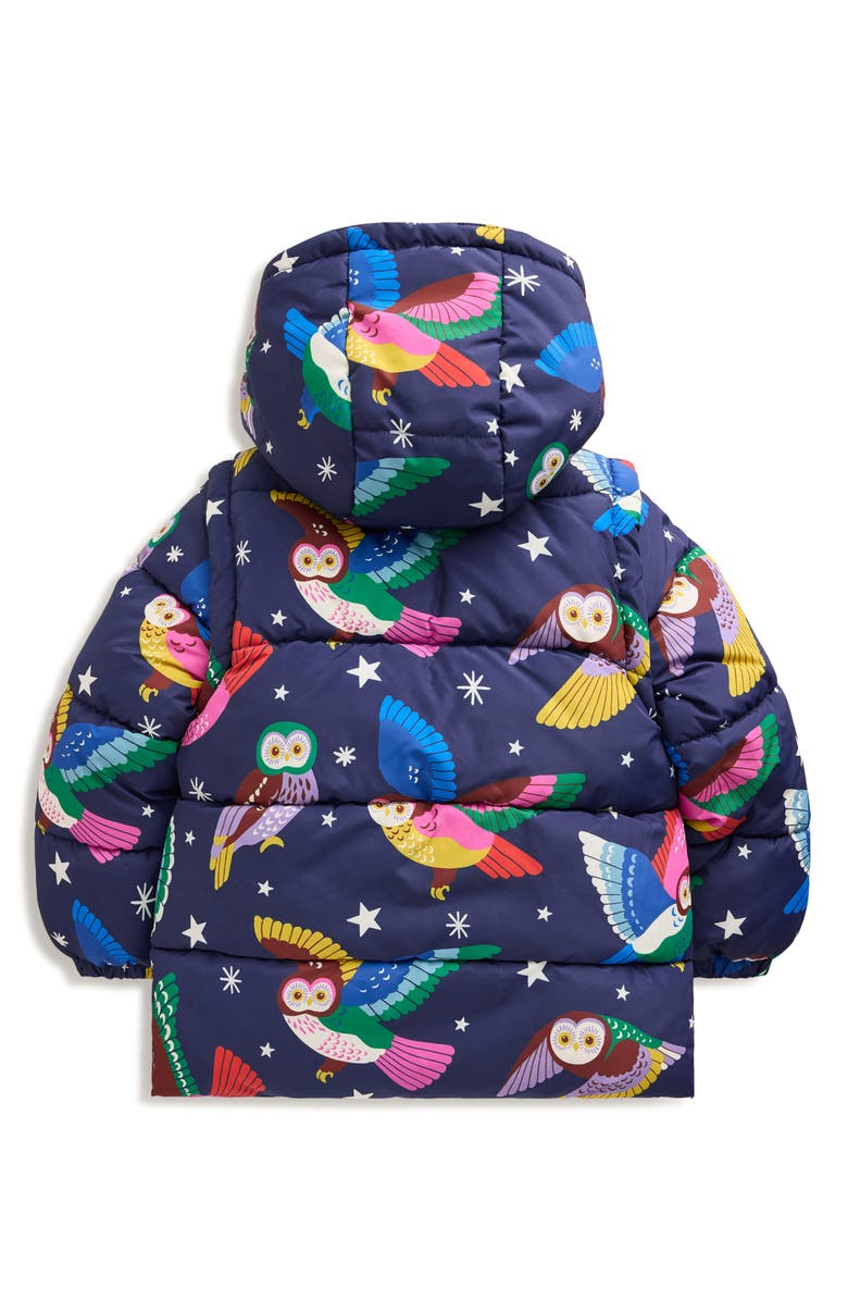 Mini Boden Kids' Owl Print 2-in-1 Puffer Jacket, Alternate, color, 