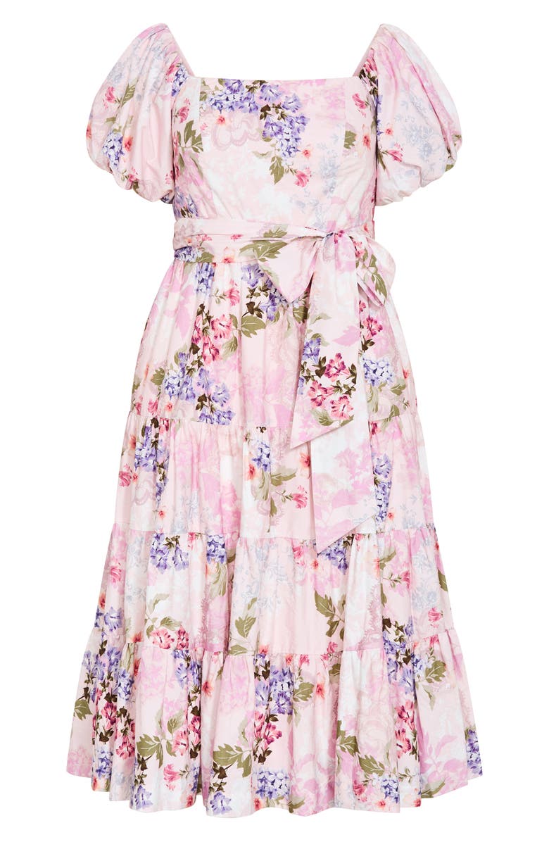 City Chic Aliyah Floral Print Midi Dress, Alternate, color, Antique Bloom