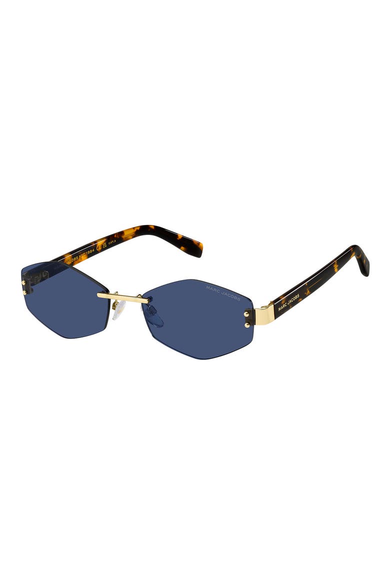 57mm Geometric Sunglasses with Chain, Alternate, color, GOLD BLUE/ BLUE