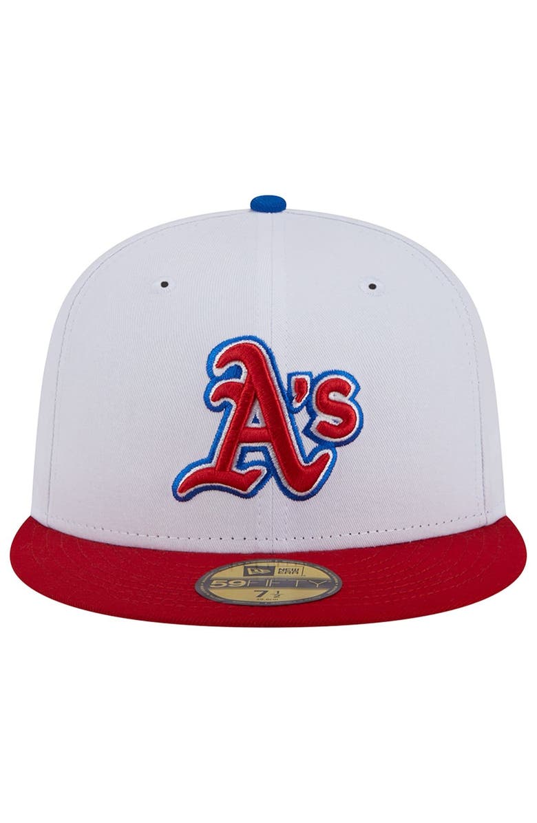 New Era Men's New Era White/Red Oakland Athletics Undervisor 59FIFTY Fitted Hat, Alternate, color,