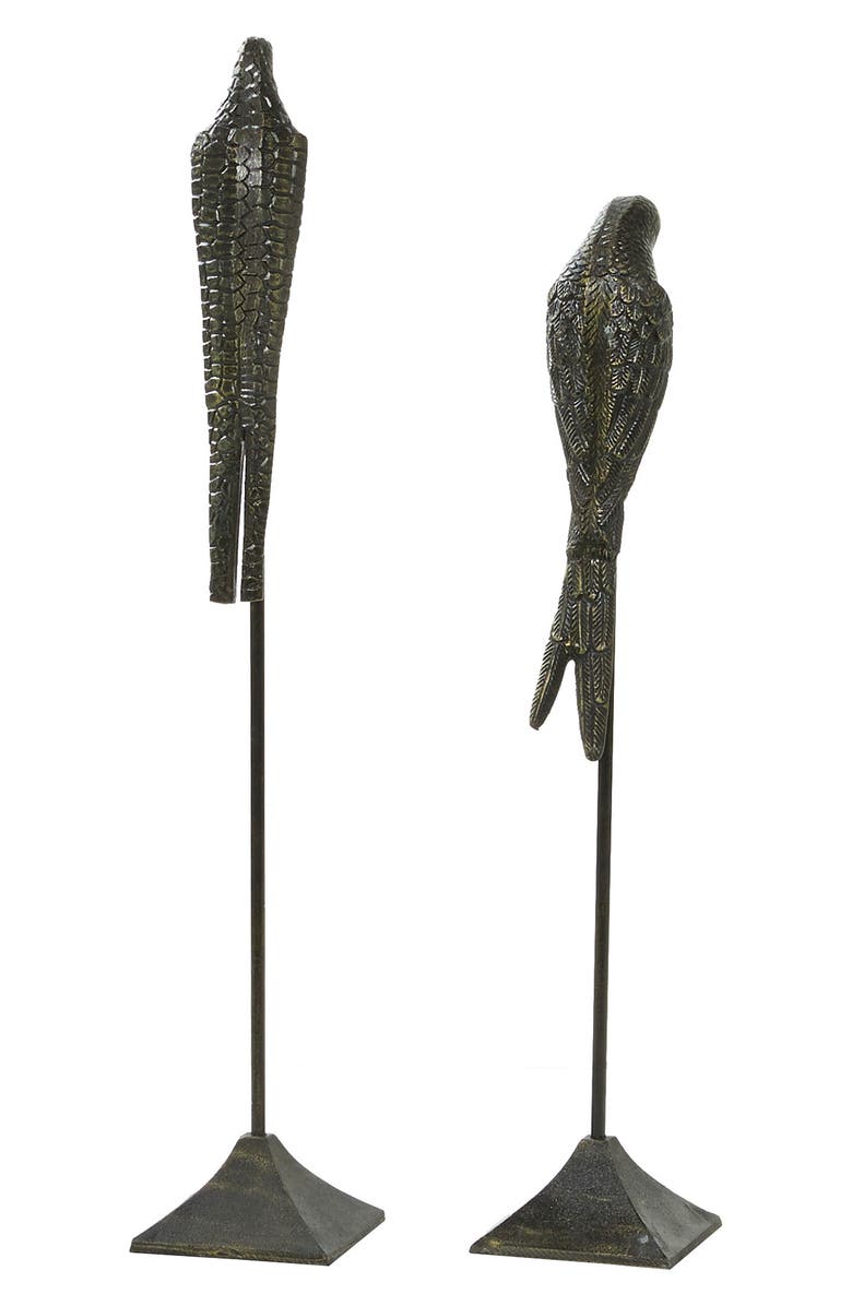 VIVIAN LUNE HOME Black Aluminum Bird Sculpture - Set of 2, Alternate, color, 