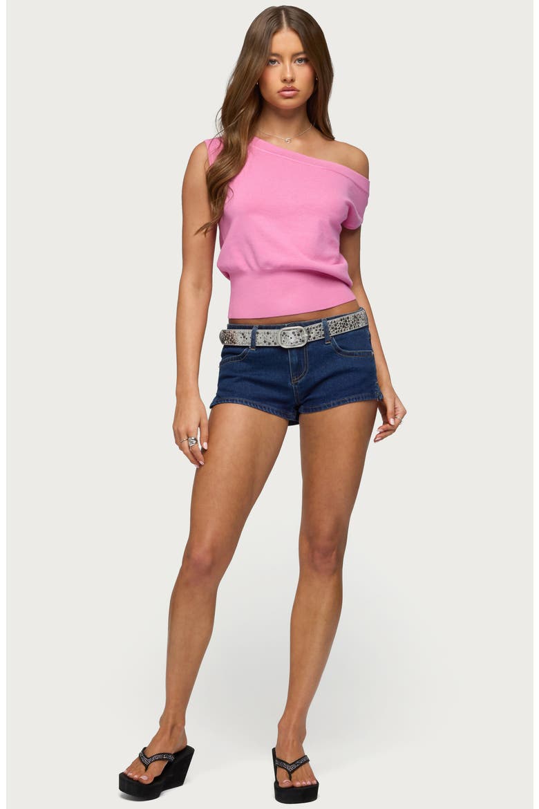 Michaela One-Shoulder Crop Knit Top, Alternate, color, PINK