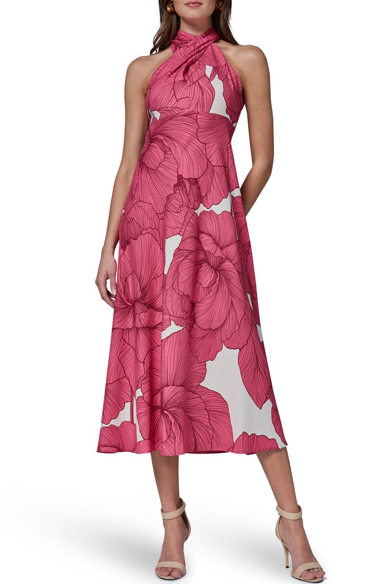 Donna Karan New York Floral Print A-Line Dress, Main, color, Azalea Muli