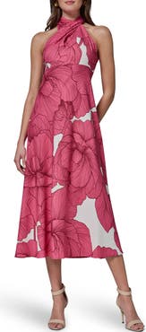 Donna Karan New York Floral Print A-Line Dress