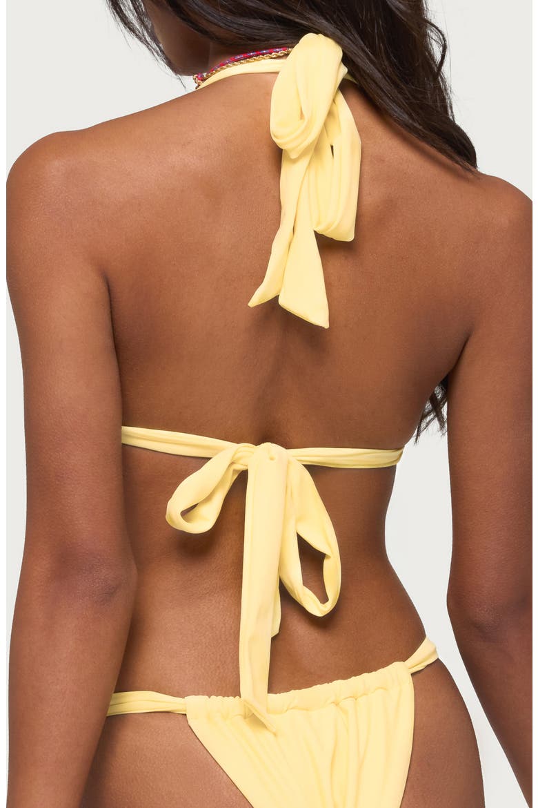 Soraya Knotted Halter Bikini Top, Alternate, color, YELLOW