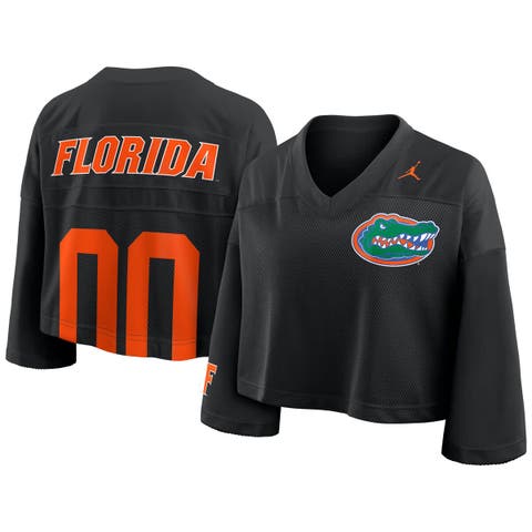 Women's Jordan Brand Black Florida Gators Cropped Mesh Dri-FIT Fashion Jersey