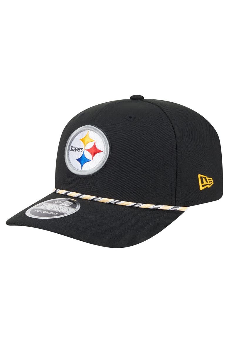 Men's New Era Black Pittsburgh Steelers Gameday Multi Rope 9SEVENTY Stretch-Snap Hat, Main, color, Black