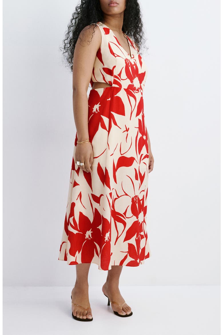 red floral cut out dress Tropical Floral Maxi dress cut out